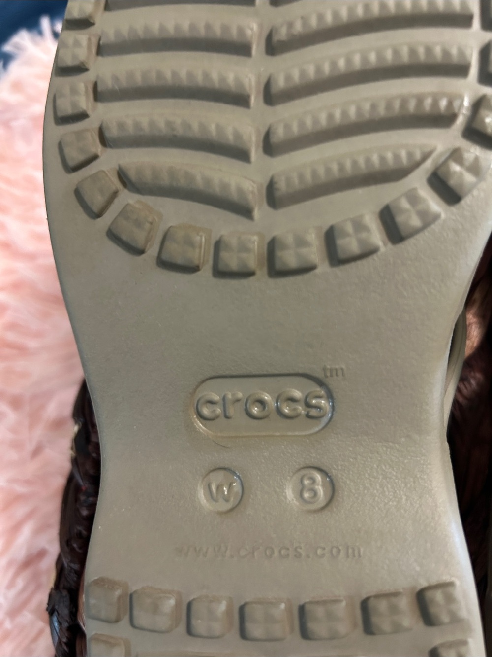 CROCS Women's Olive/Taupe Strappy Slide Sandals - Picture 4 of 4